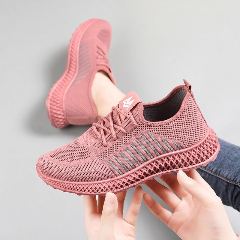 Ladies Flying Woven Casual Shoes Single Shoes Soft Sole Wear-Resistant