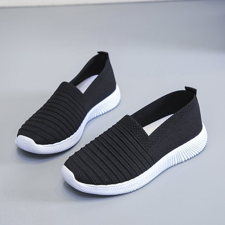 New Trend Korean Fashion Breathable Casual Shoes One Pedal Lazy Shoes Flying Woven Women's Single Shoes Net Shoes