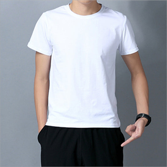 White Round Neck Half Sleeve Bottoming Shirt Loose Large Size