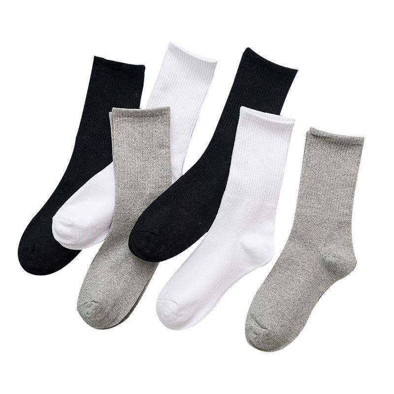 Stockings Women's Tube Ins Tide Socks Street Autumn And Winter Black And White Long Socks Women's Solid Color Sports Custom Cotton Socks