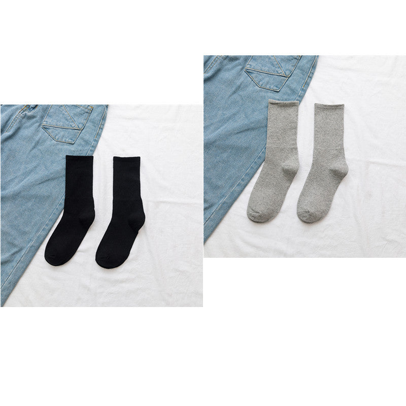 Stockings Women's Tube Ins Tide Socks Street Autumn And Winter Black And White Long Socks Women's Solid Color Sports Custom Cotton Socks