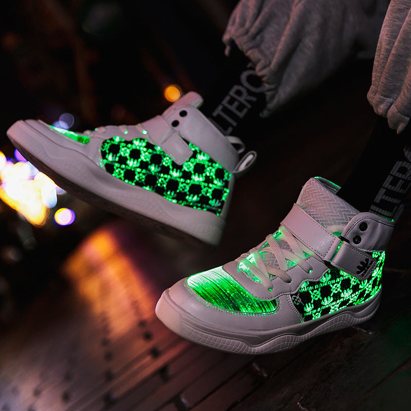 Led Light Shoes Sporty Fashion Luminous Flying Woven Fiber Optic Shoes