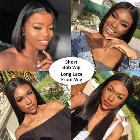 European and American Real Hair Set Front Lace Bob Wigs 13X4 Lace Short Bob Wigs 150Remy