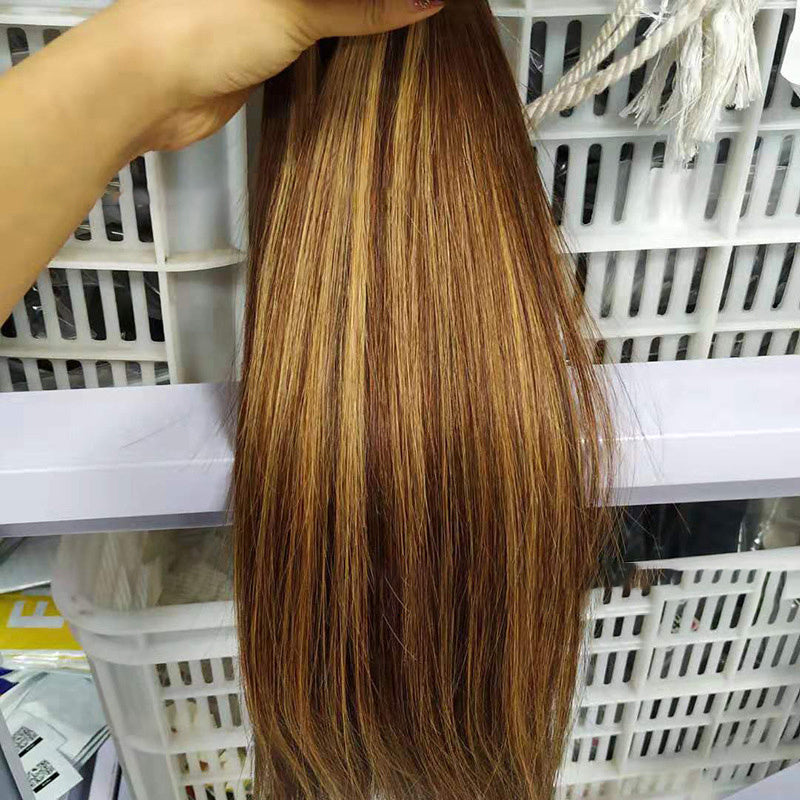 Highlight bundles with closure straight brazilian human hair