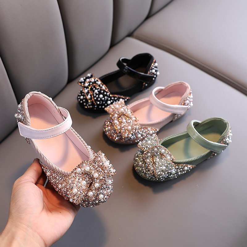 Girls' Leather Shoes Spring And Autumn Style Single Shoes Rhinestone Princess Shoes Performance Shoes