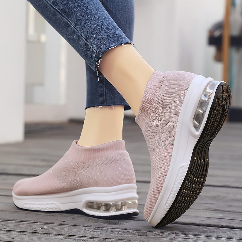 Air Cushion Shoes Thick-soled Sports Shoes Women's Lightweight Breathable Flying Woven Women's Shoes