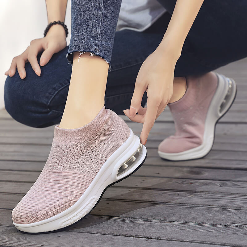 Air Cushion Shoes Thick-soled Sports Shoes Women's Lightweight Breathable Flying Woven Women's Shoes