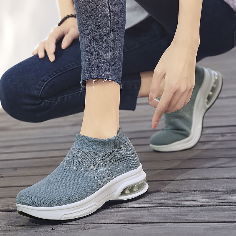 Air Cushion Shoes Thick-soled Sports Shoes Women's Lightweight Breathable Flying Woven Women's Shoes