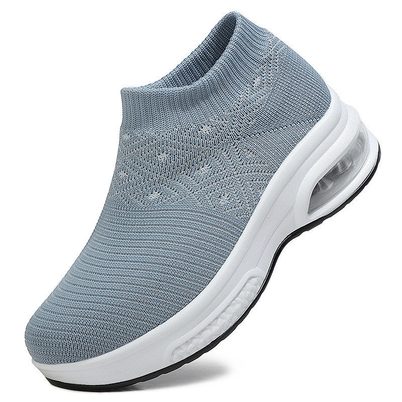 Air Cushion Shoes Thick-soled Sports Shoes Women's Lightweight Breathable Flying Woven Women's Shoes