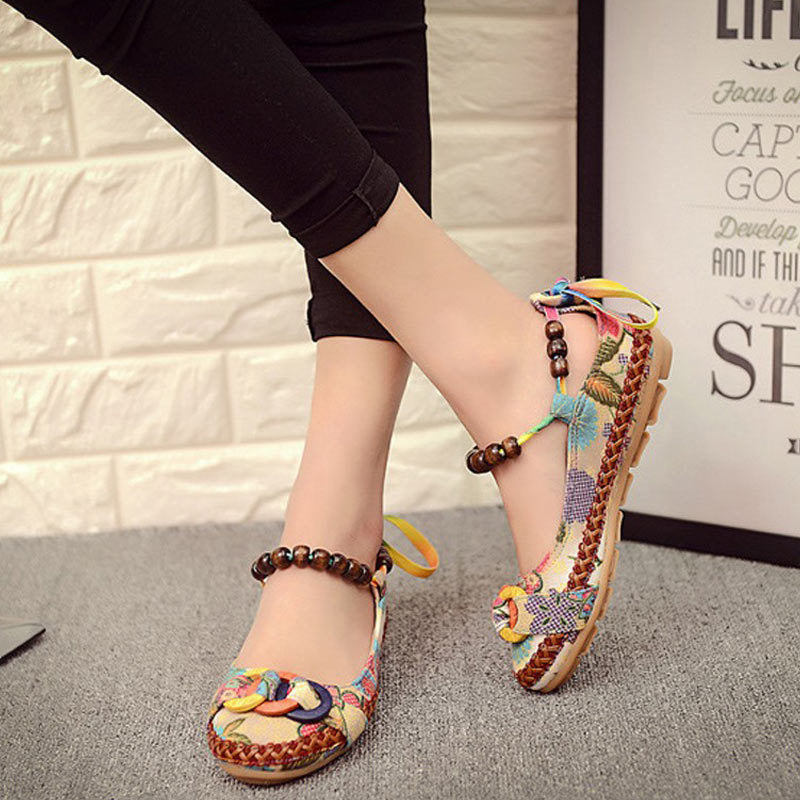 Hot Sale Retro Ethnic Style Women'S Shoes Cloth Shoes Lace Linen Hand-Woven