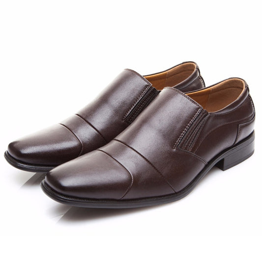 Men's Elastic Feet Square Toe European Style Leather Shoes