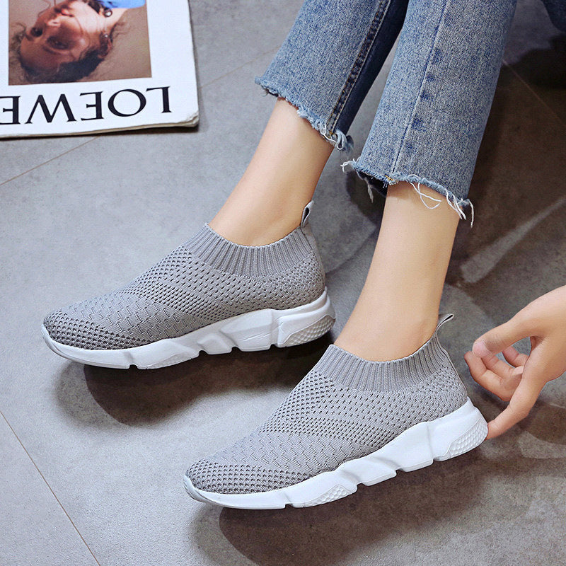 New Low-Top Stretch Socks Shoes Women Korean Casual Thick-Soled High-Top Couple Sports Shoes Women