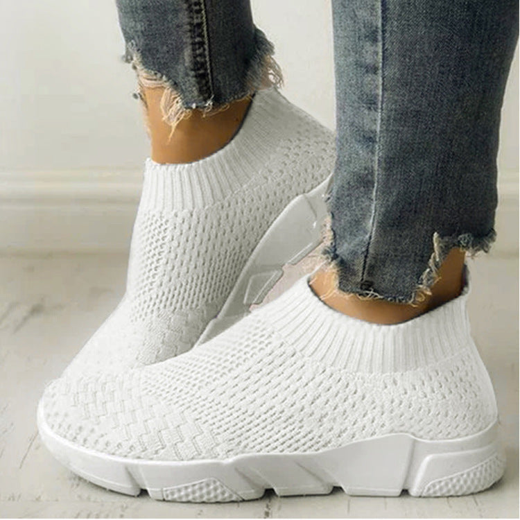 New Low-Top Stretch Socks Shoes Women Korean Casual Thick-Soled High-Top Couple Sports Shoes Women