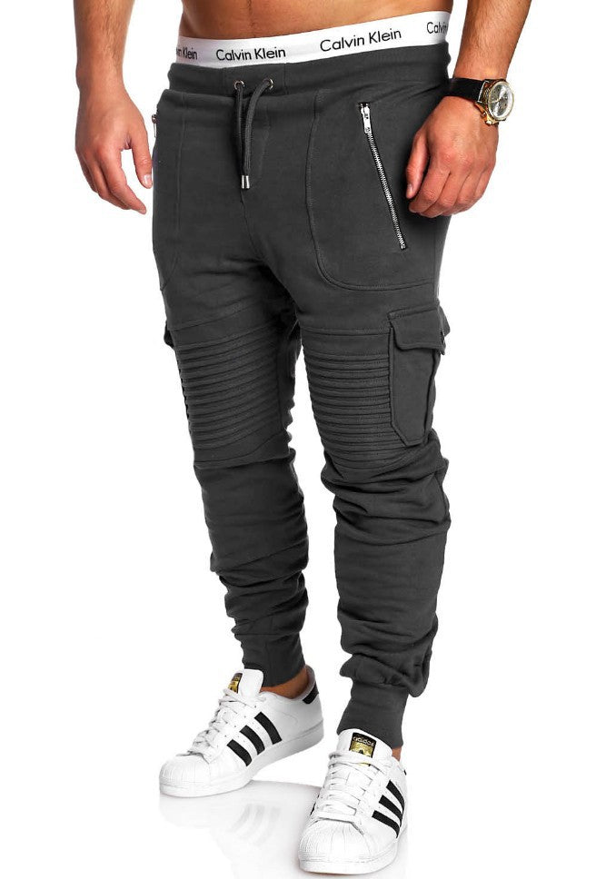 Men's Striped Zipper Sweatpants Casual Pants