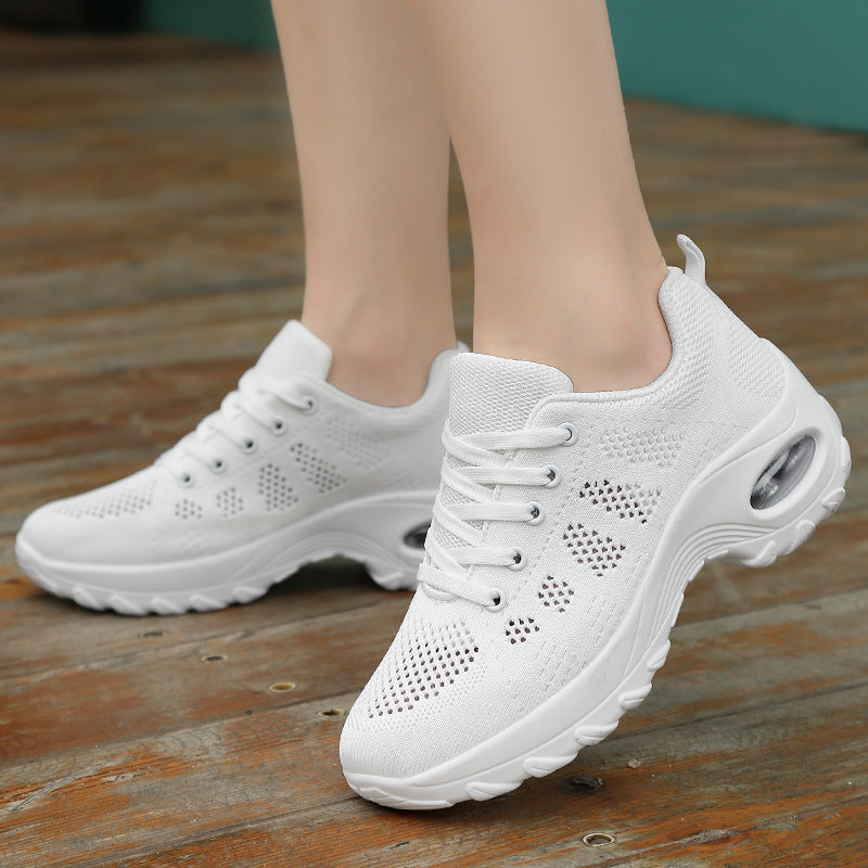 New Air Cushion Women'S Shoes Thick-Soled Rocking Shoes Ladies Sneakers Fashion All-Match Flying Woven Casual Shoes