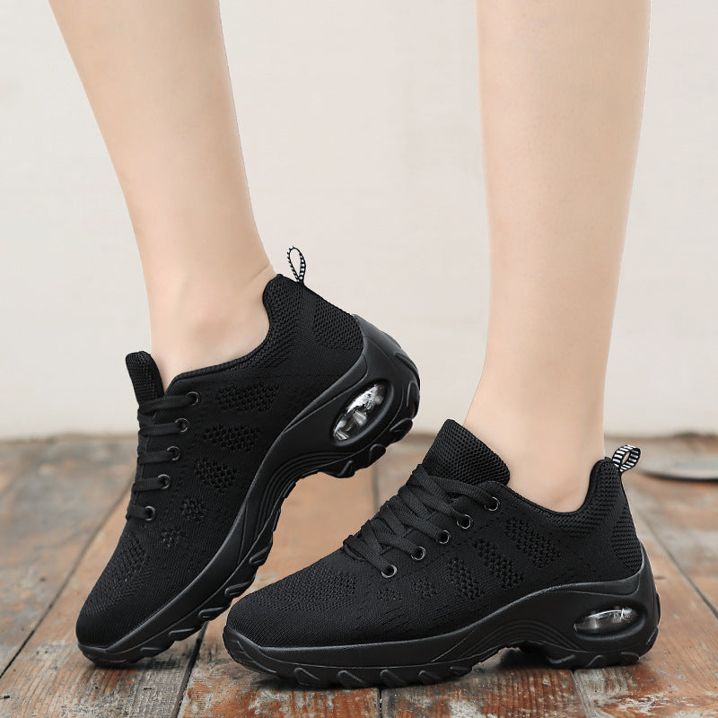 New Air Cushion Women'S Shoes Thick-Soled Rocking Shoes Ladies Sneakers Fashion All-Match Flying Woven Casual Shoes