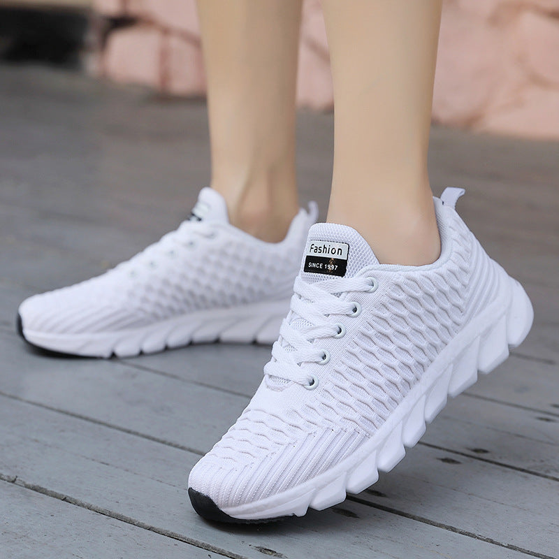 Foreign Trade Large Size Flying Woven Women's Shoes Cross-Border Autumn Sports Shoes Running Shoes Ladies Students Lightweight Travel Shoes