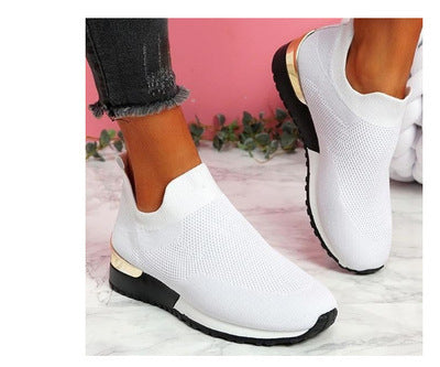 Wish New Flying Woven Socks Shoes Stretch Cloth Large Size Women's Shoes Spot Amazon European And American Foreign Trade Women's Shoes