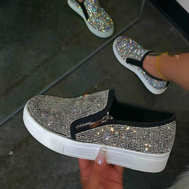 Large Size Rhinestone Flat Casual Single Shoes One Pedal Lazy Shoes