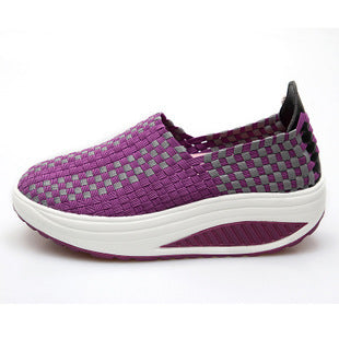 Summer Hot Women'S Shoes Korean Fashion Breathable Woven Rocking Shoes Platform Casual Sports Platform Shoes Single Shoes