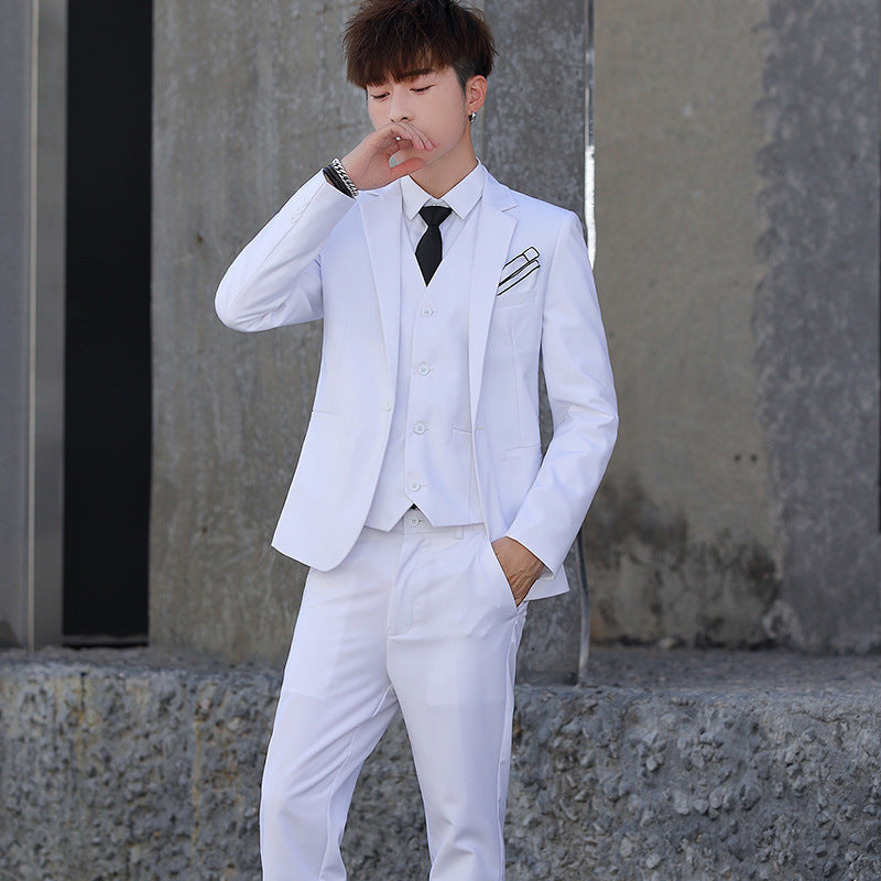 Men'S Three-Piece Korean Style Self-Cultivation Groomsmen Suits Men'S Suits