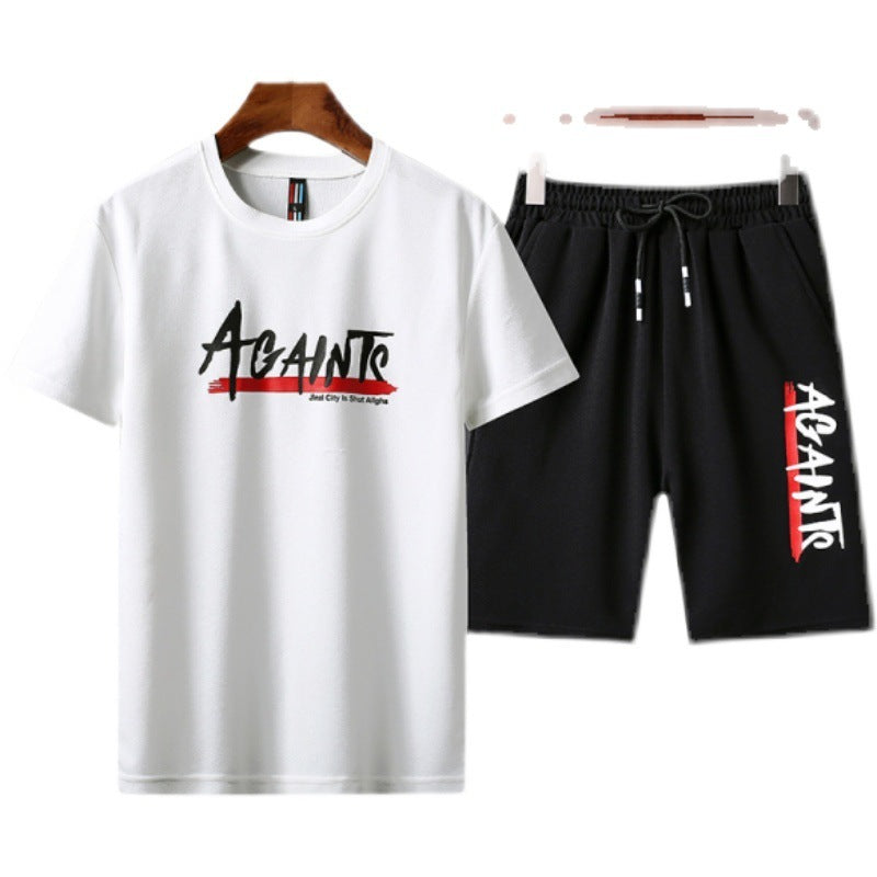 Men's Letter Print T-Shirt Shorts Two-Piece Set Product information: Pants length: shorts Top style: T-shirt Fabric name: cotton Main fabric composition: cotton The content of the main fabric ingredient: 45 (%) Applicable scene: Leisure Size information: