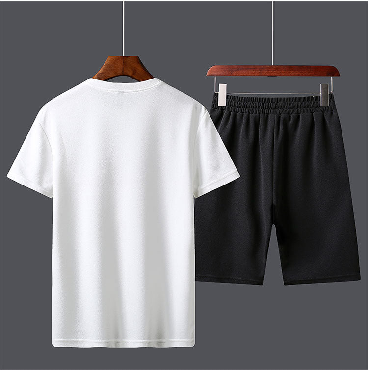 Men's Letter Print T-Shirt Shorts Two-Piece Set Product information: Pants length: shorts Top style: T-shirt Fabric name: cotton Main fabric composition: cotton The content of the main fabric ingredient: 45 (%) Applicable scene: Leisure Size information: