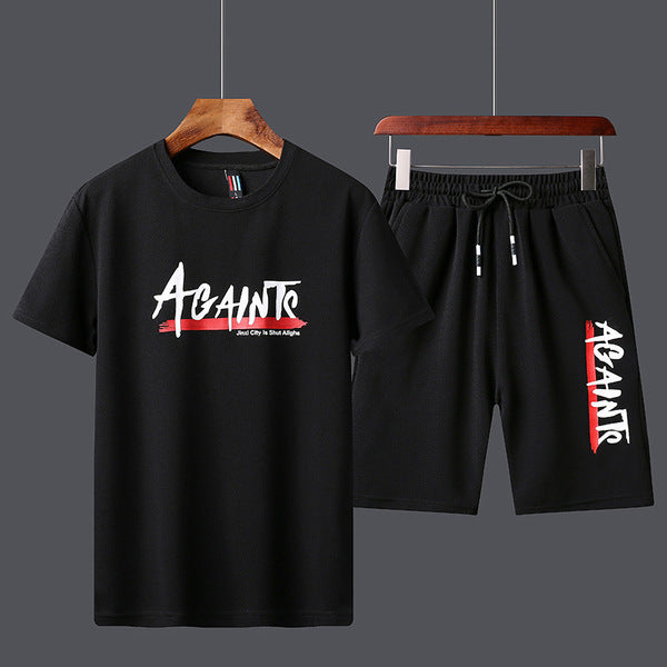 Men's Letter Print T-Shirt Shorts Two-Piece Set Product information: Pants length: shorts Top style: T-shirt Fabric name: cotton Main fabric composition: cotton The content of the main fabric ingredient: 45 (%) Applicable scene: Leisure Size information: