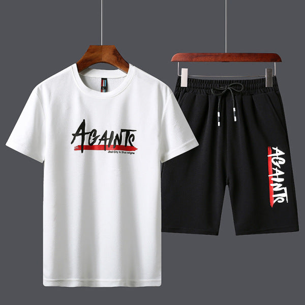 Men's Letter Print T-Shirt Shorts Two-Piece Set Product information: Pants length: shorts Top style: T-shirt Fabric name: cotton Main fabric composition: cotton The content of the main fabric ingredient: 45 (%) Applicable scene: Leisure Size information: