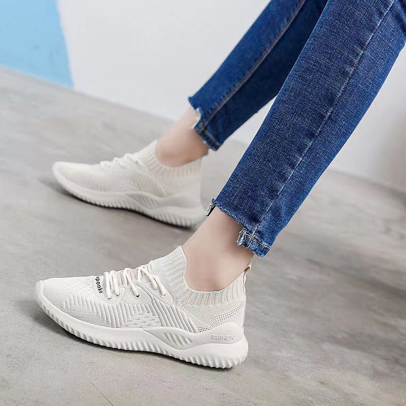 Flying Woven Mesh Sports Shoes Women Spring And Autumn New Breathable Casual Soft Sole Lightweight Running Shoes Summer