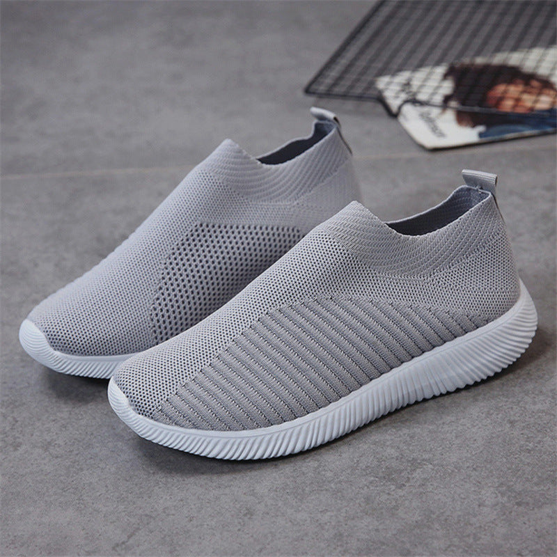 Round Head Flying Woven Lightweight Running Student Casual Shoes Women'S Shoes