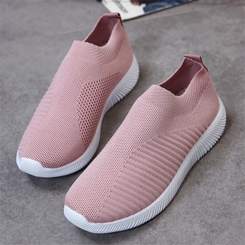 Round Head Flying Woven Lightweight Running Student Casual Shoes Women'S Shoes