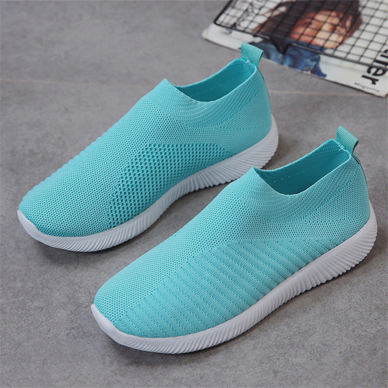 Round Head Flying Woven Lightweight Running Student Casual Shoes Women'S Shoes