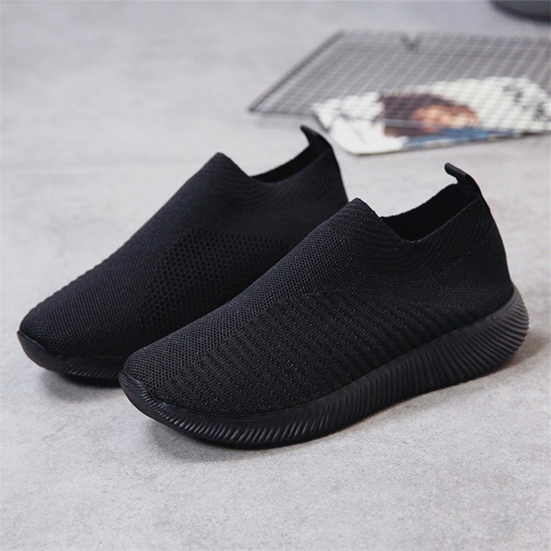 Round Head Flying Woven Lightweight Running Student Casual Shoes Women'S Shoes