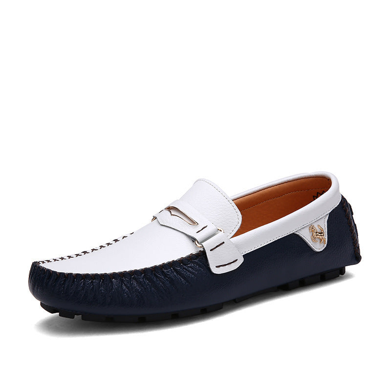 Solid Color Peas Shoes Men Casual Leather Shoes