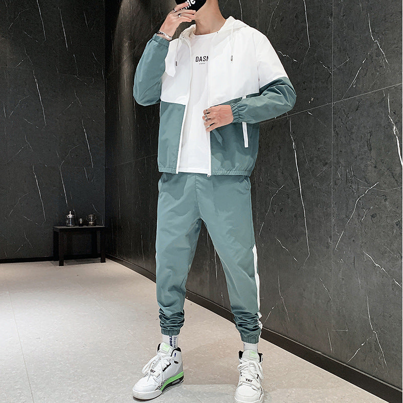 Sports Suit Men's Hooded Jacket Trousers Two-Piece Suit