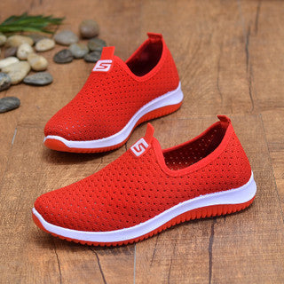 One-step Real Fly Woven Hollow Women's Net Shoes Fashion