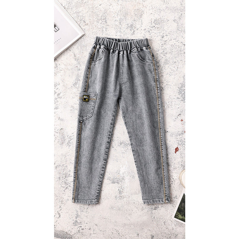 Kids Boys Jeans Baby Clothes Classic Pants Children Denim Clothing Boy Casual Bowboy Long Trousers  5-13Y