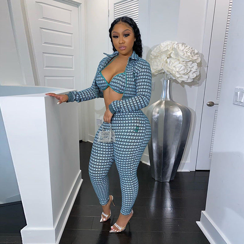 Women's check suit