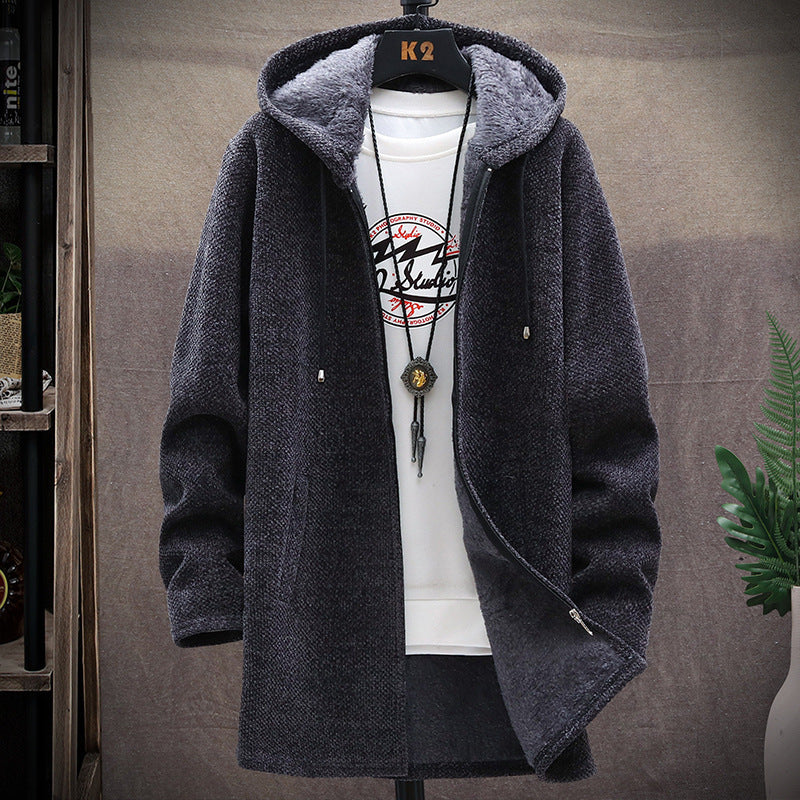 Jacket plus fleece hooded sweater coat men