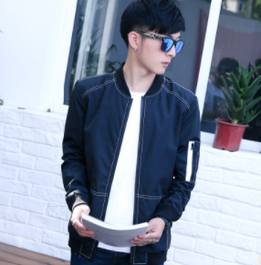 Men's baseball collar solid color coat