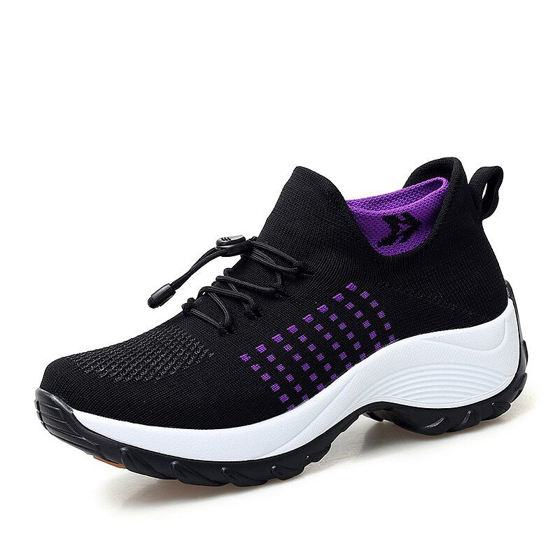 Large Size Women's Shoes High Elastic Flying Woven Breathable Sports Women's Socks Shoes