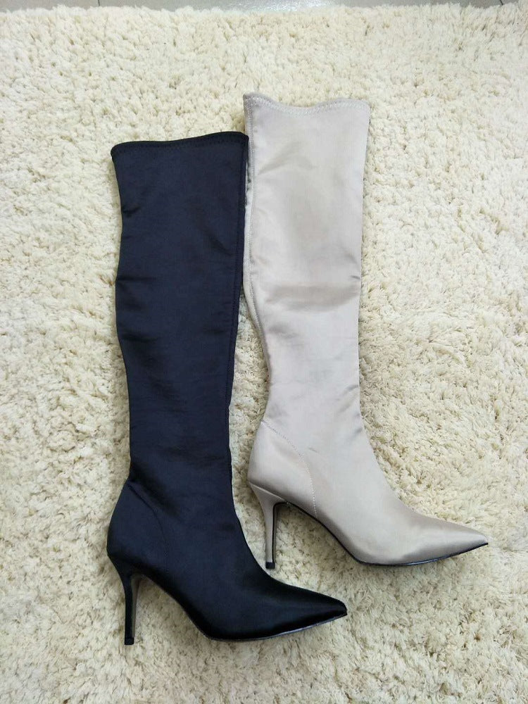 New Silk Stiletto Heel Women's Boots