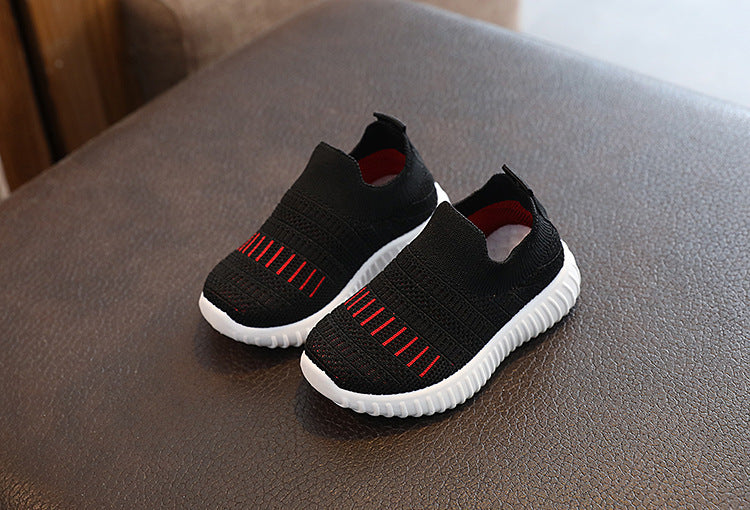 Striped Medium And Large Children Breathable Casual Flying Woven Shoes