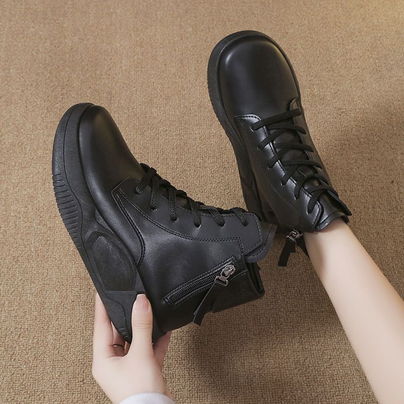 Women's Autumn And Winter Fleece-lined Platform Ankle Boots