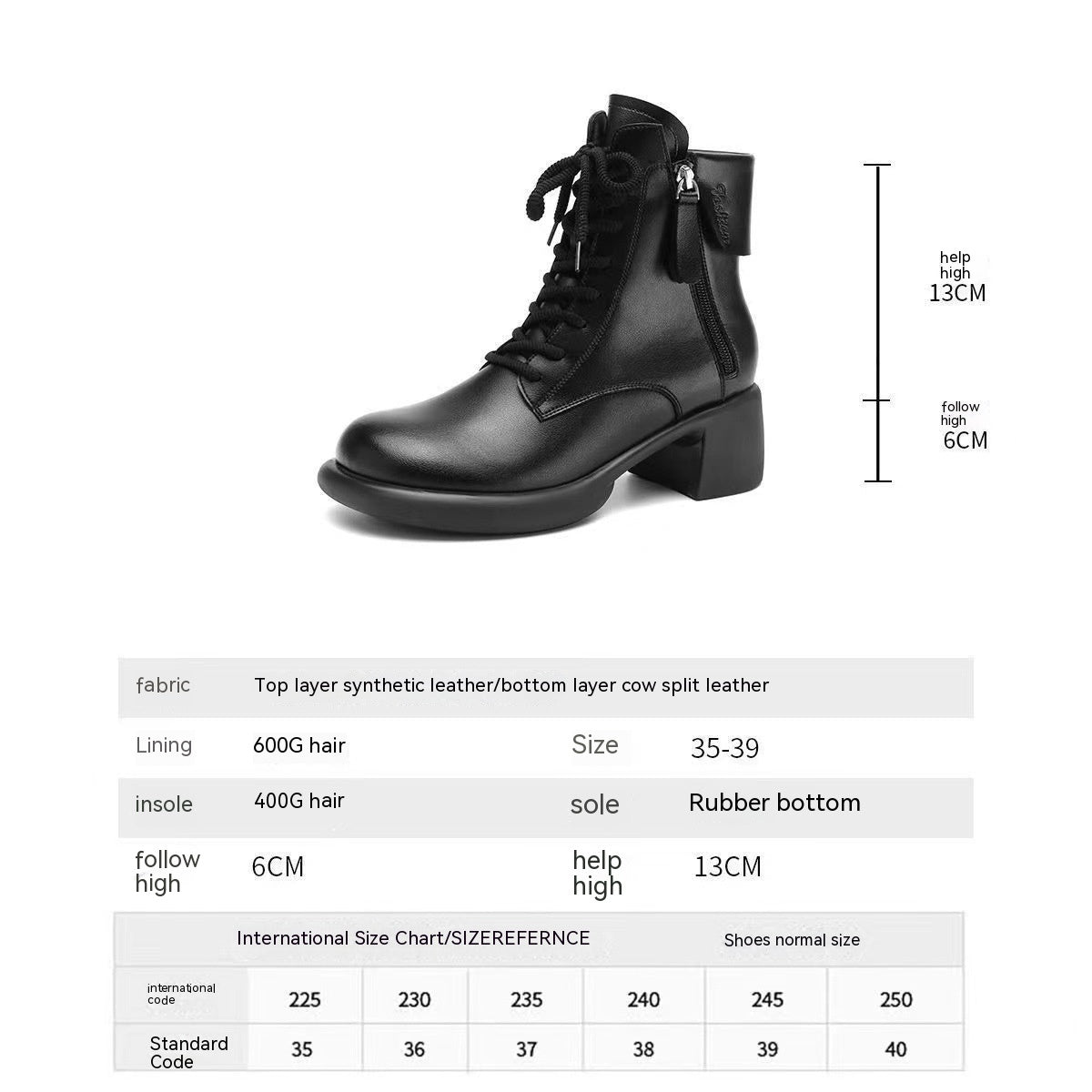 Thick Bottom Solid Color Ankle Boots Women