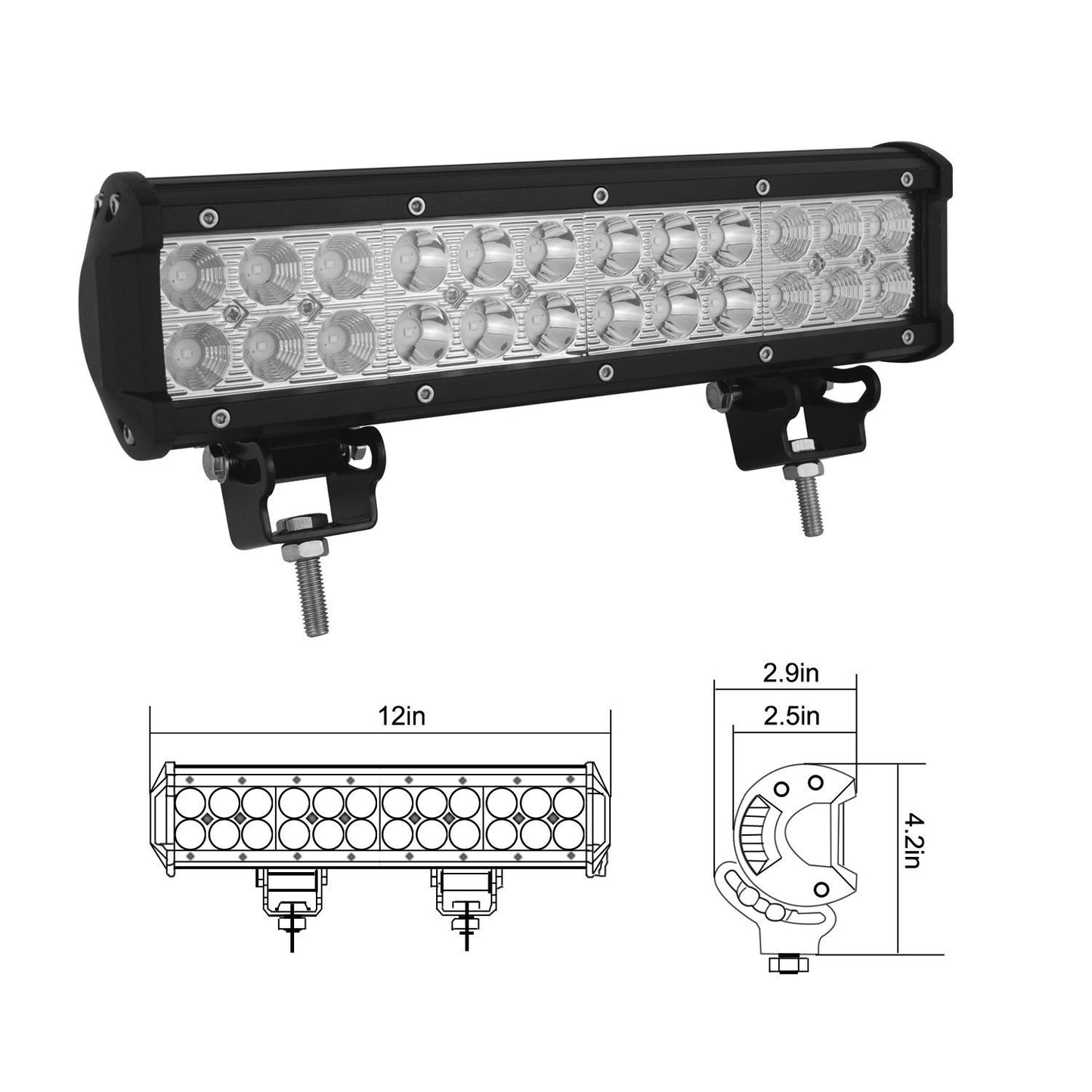 Auto-Lichtdach-Geländewagen-Kühlergrill, 72 W, zweireihig, superhell