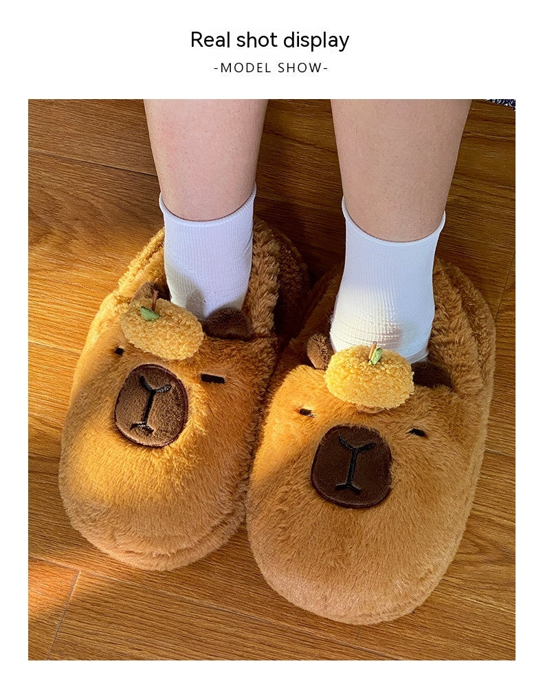 Emotional Stability Capybara Plush Slippers Winter Home