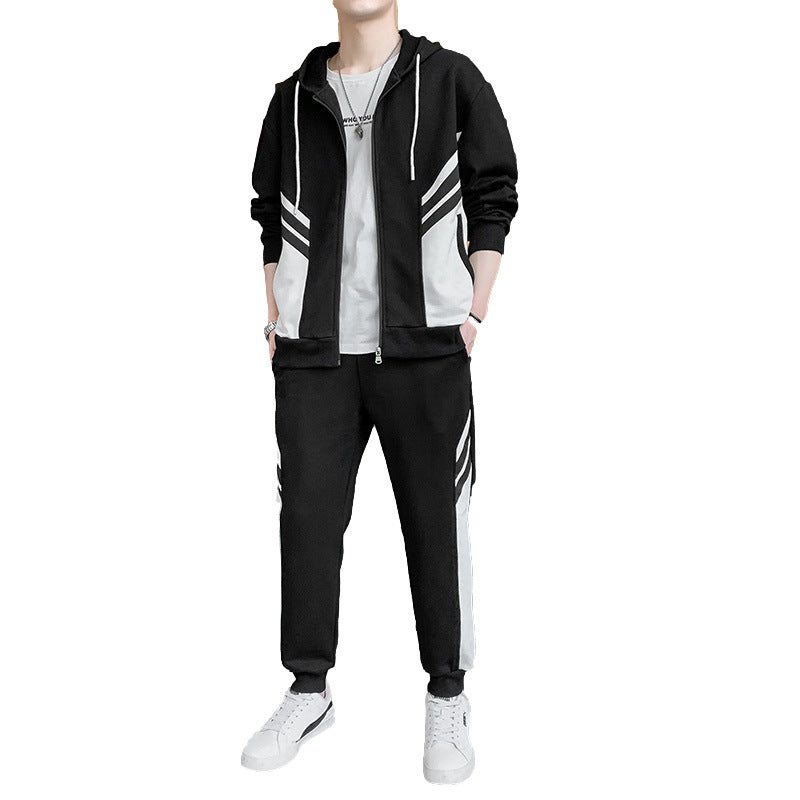 Men's Sports Sweater Suit Cardigan Hooded Sweatpants Two-piece Set High-end Running Sports Leisure