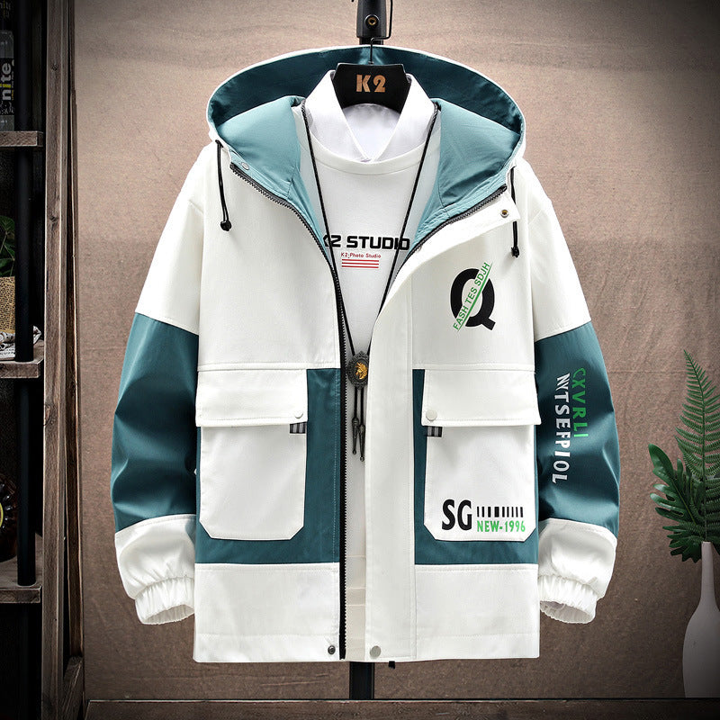 Men's Fashion Simple Baggy Casual Jacket Product information: Pattern: solid color Color: white green, light gray, black beige, black green, black white Size: M,L,XL,XXL,XXXL Lining composition: Polyester Fiber (polyester) Fabric name: cotton blend Applic